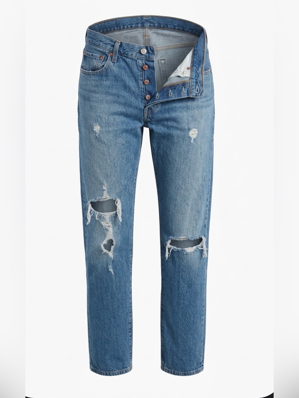 Levi's 501 Straight Leg Vintage Distressed Blue Jeans